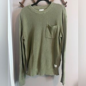 Frank & Oak fisherman core sweater ribbed with elbow patches organic cotton XL